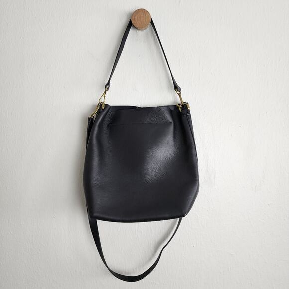 Madewell Black Leather Transport Bucket Bag NWT - Picture 1 of 12